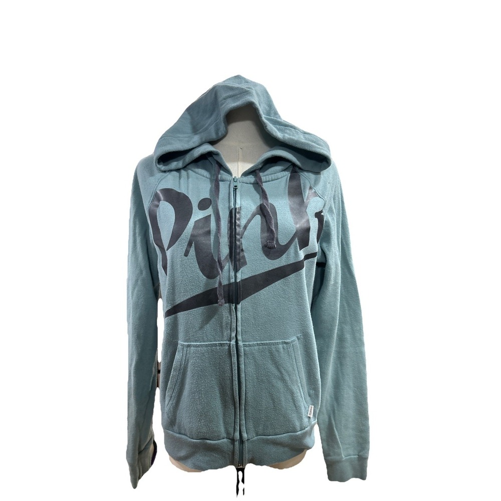 PInk Victoria Secret Women's Full Zip Hoodies Sweatshirts Size 38 S Light Green